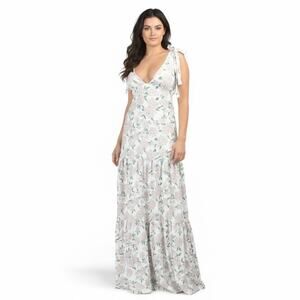 SMITH & QUINN Wedding Guest Floral Tiered Maxi Dress Tie Straps Medium